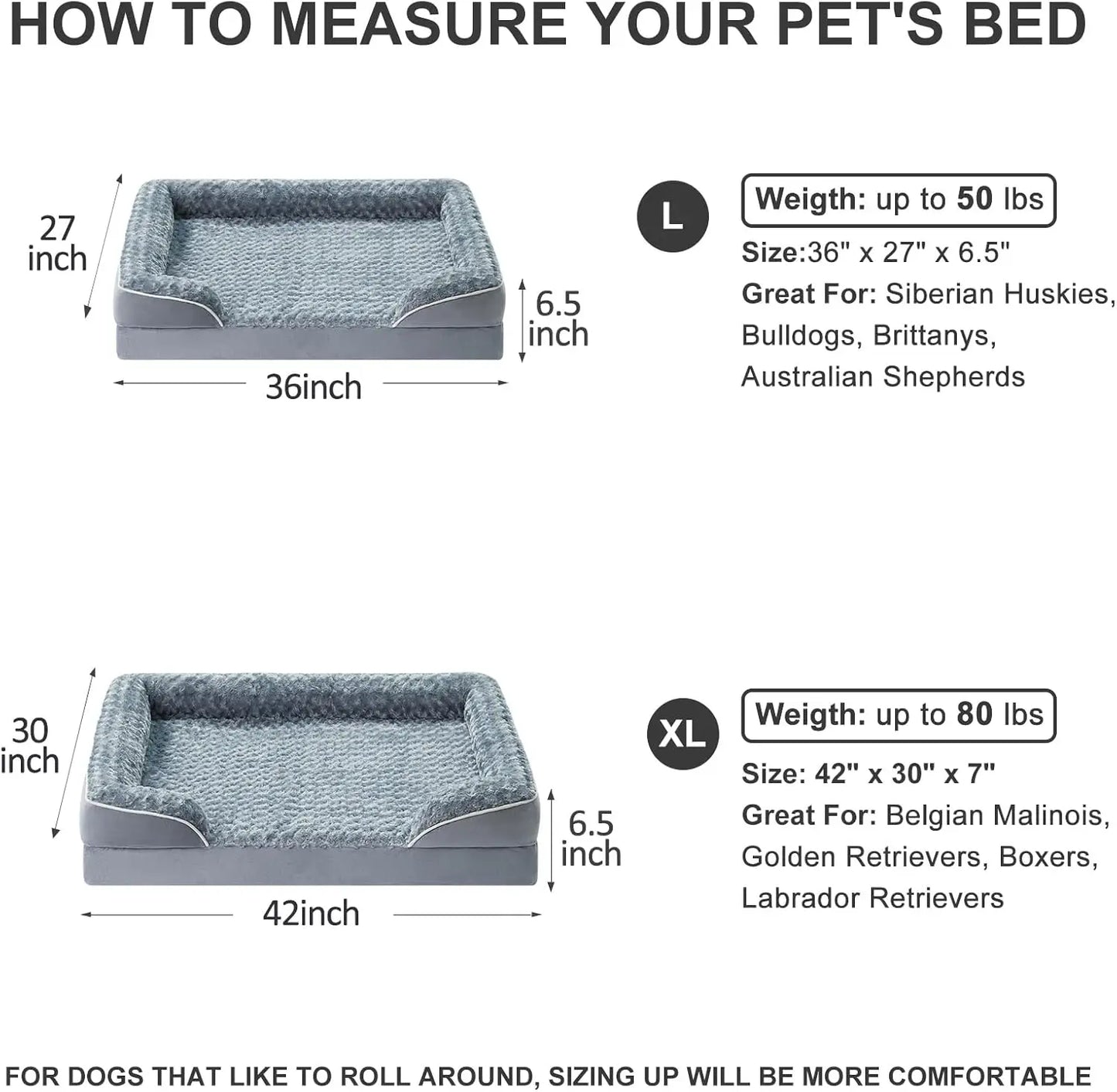 Washable Orthopedic Dog Sofa Bed with Waterproof Lining for Large Dogs, Non-Skid Bottom
