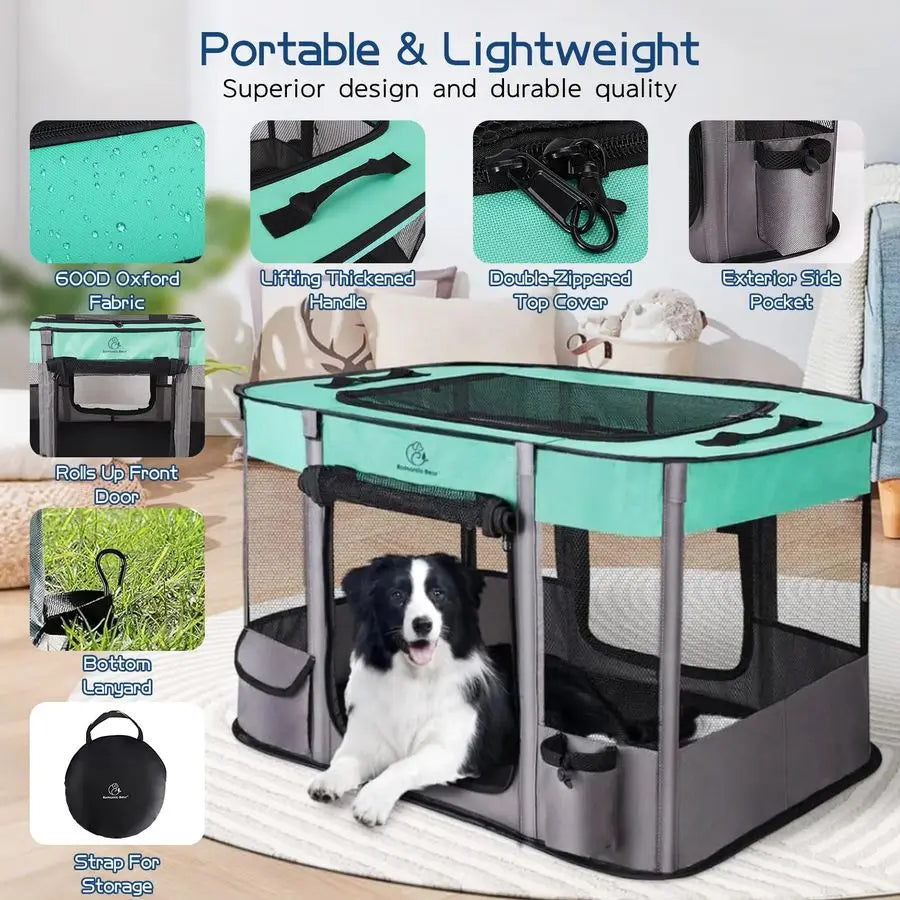Dog Playpen,Pet Playpen,Foldable Dog Cat Playpens,Portable Exercise Kennel Tent Crate,WaterResistant Breathable Shade Cover, In