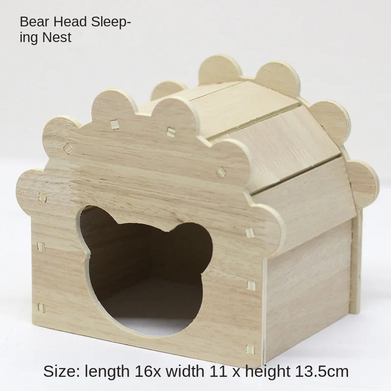 Hamster Toys Wooden Furniture Hamster Cages Wooden Running Wheels Villas Swings Wooden Nests Bite Resistant Small Houses