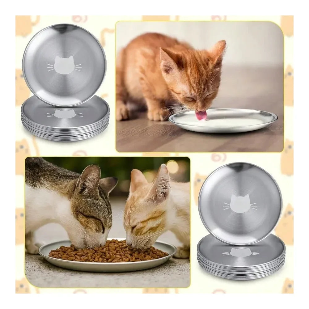 Dog Supplies Dogs Accessories Pieces Stainless Steel Whisker Friendly Bowl Shallow Food Dish 6. Inch Wet Feeding Bowls Flat Pet