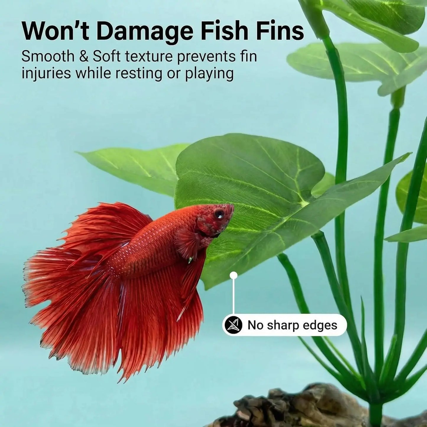 2-Pack Aquarium Decor Fish Tank Decorations 6-inch Betta Leaf Hammock, Artificial Silk Plants for Goldfish and Reptiles