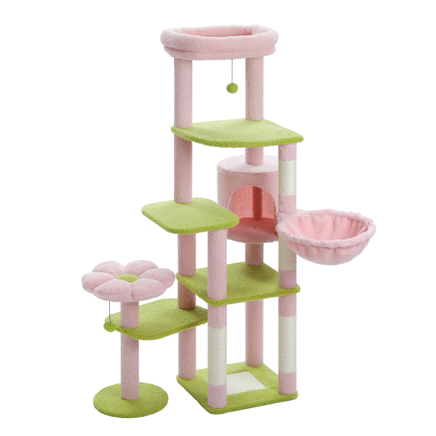 60.62 Inches Multi-Level Cat Tree Cat Tower for Indoor Cats with Sisal-Covered Scratching Post, Cozy Cat Condo, Padded Top Perch