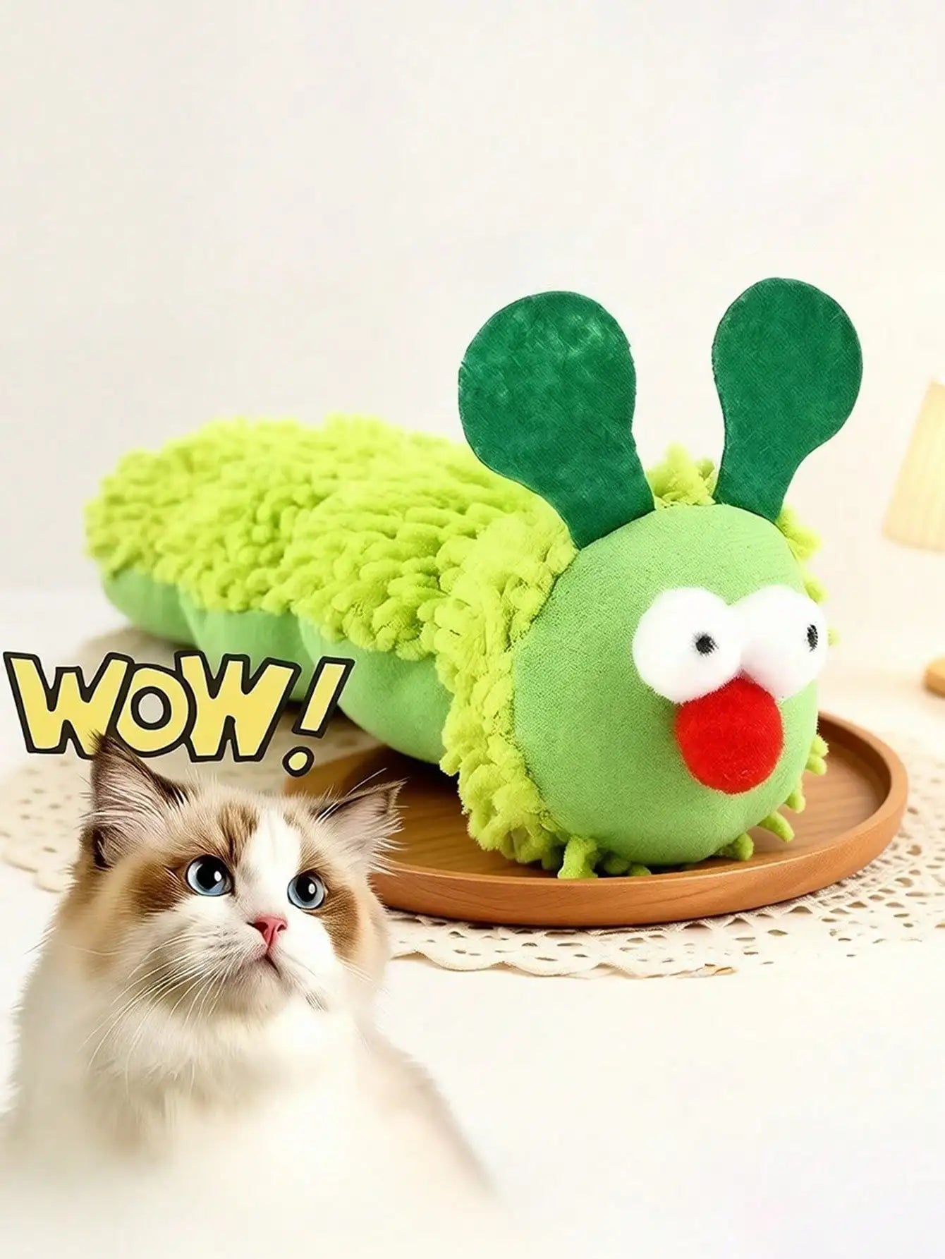 Cat Toy Bionic Caterpillar Catnip Pillow, Caterpillar Cat Doll With Gall Fruit, Self-Entertainment Bionic Teaser Wand, Plush Doll Pillow Pet Supplies