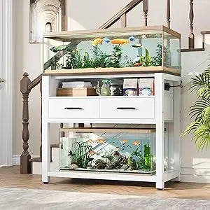 20-29 Gallon Aquarium Stand with Stable Metal Frame & Power Outlet, Heavy-Duty Fish Tank Stand with Waterproof Mat, 550LBS Capac