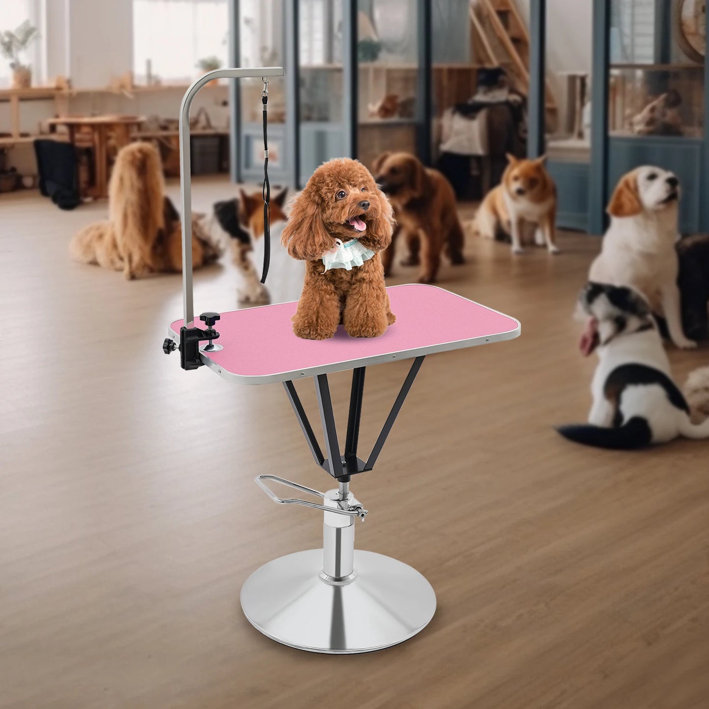 Pet Grooming Table Animal Care Table, Hydraulically Lifting Animal Care Table, 360° Tabletop Swivel Angle Animal Care Table