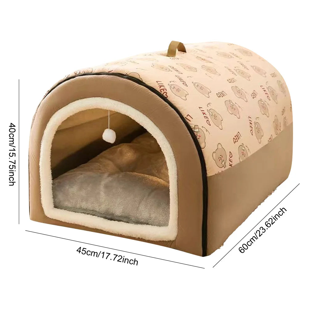 Dogs Bed Nest Detachable Plush Cotton Puppy Shelter Washable Large Dog Bed House Comfortable Cat House Nest for Medium Dogs Cats