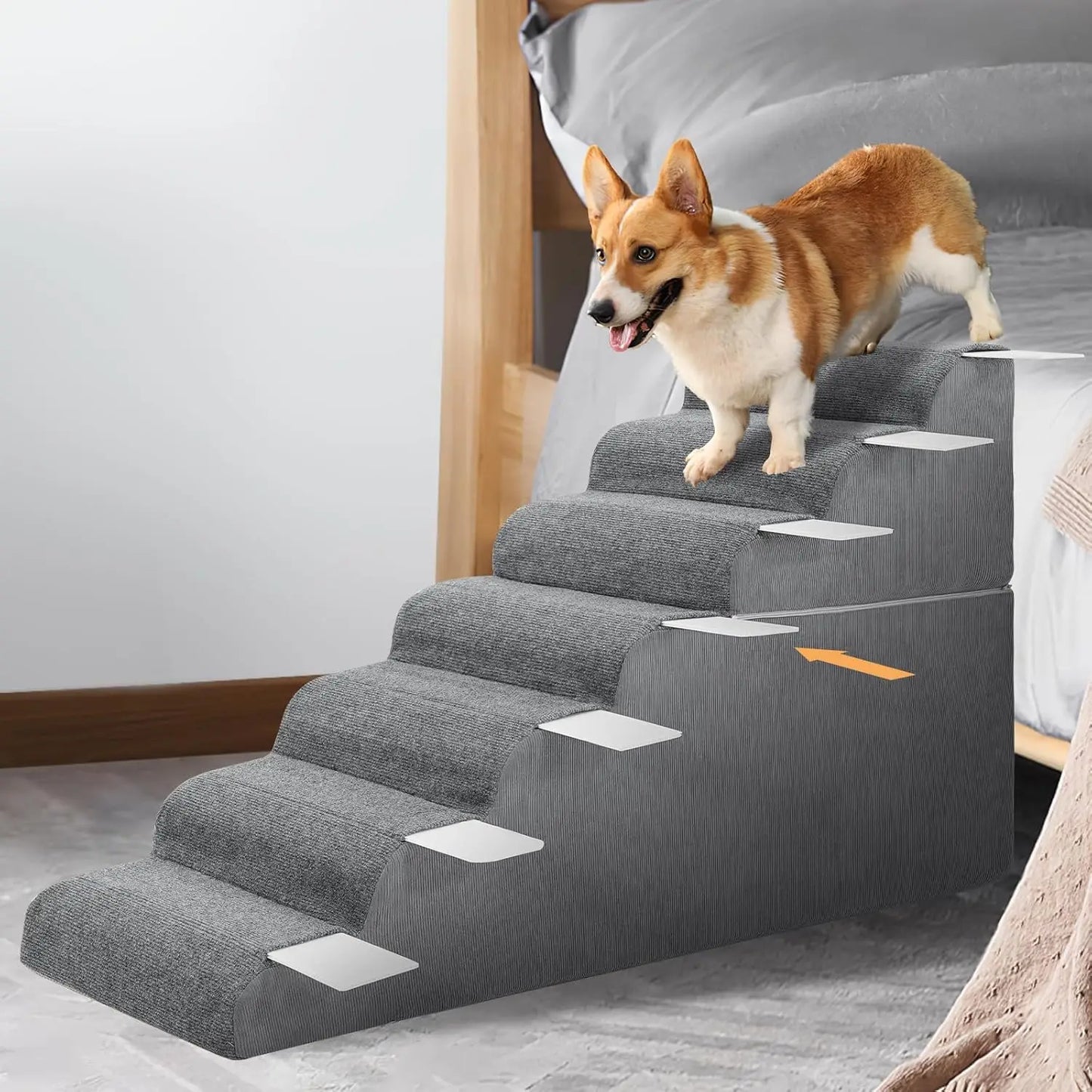 7 Steps Dog Steps for High Bed, 29.5'' High Dog Stairs for Small Dogs, Waterproof Pet Stairs for Small Old Large, Customized