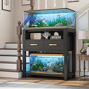 20-29 Gallon Aquarium Stand with Stable Metal Frame & Power Outlet, Heavy-Duty Fish Tank Stand with Waterproof Mat, 550LBS Capac