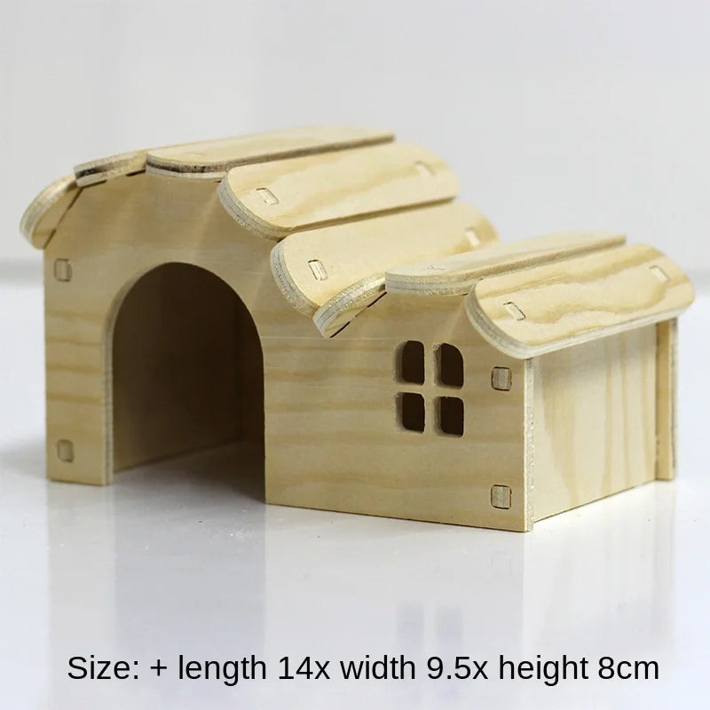 Hamster Toys Wooden Furniture Hamster Cages Wooden Running Wheels Villas Swings Wooden Nests Bite Resistant Small Houses