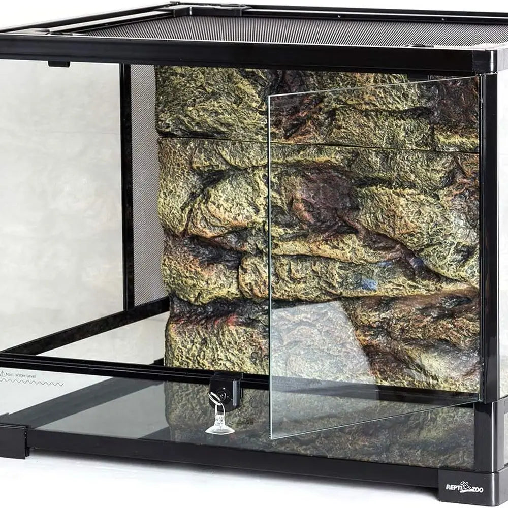 24 x 18 x 18 Large Glass Reptile Tank with Foam Backs, Double Hinged Door & Screen Vent