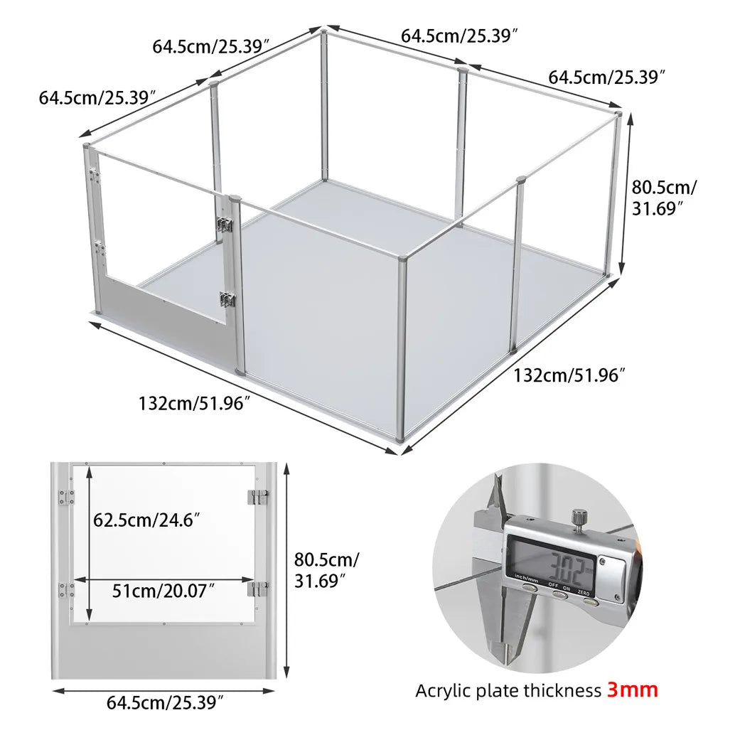 XXL Acrylic Dog Playpen Clear Exercise Enclosure Pet Animal Bunny Ferret Dog Cage Pet Whelping Box with Waterproof Fertility Pad