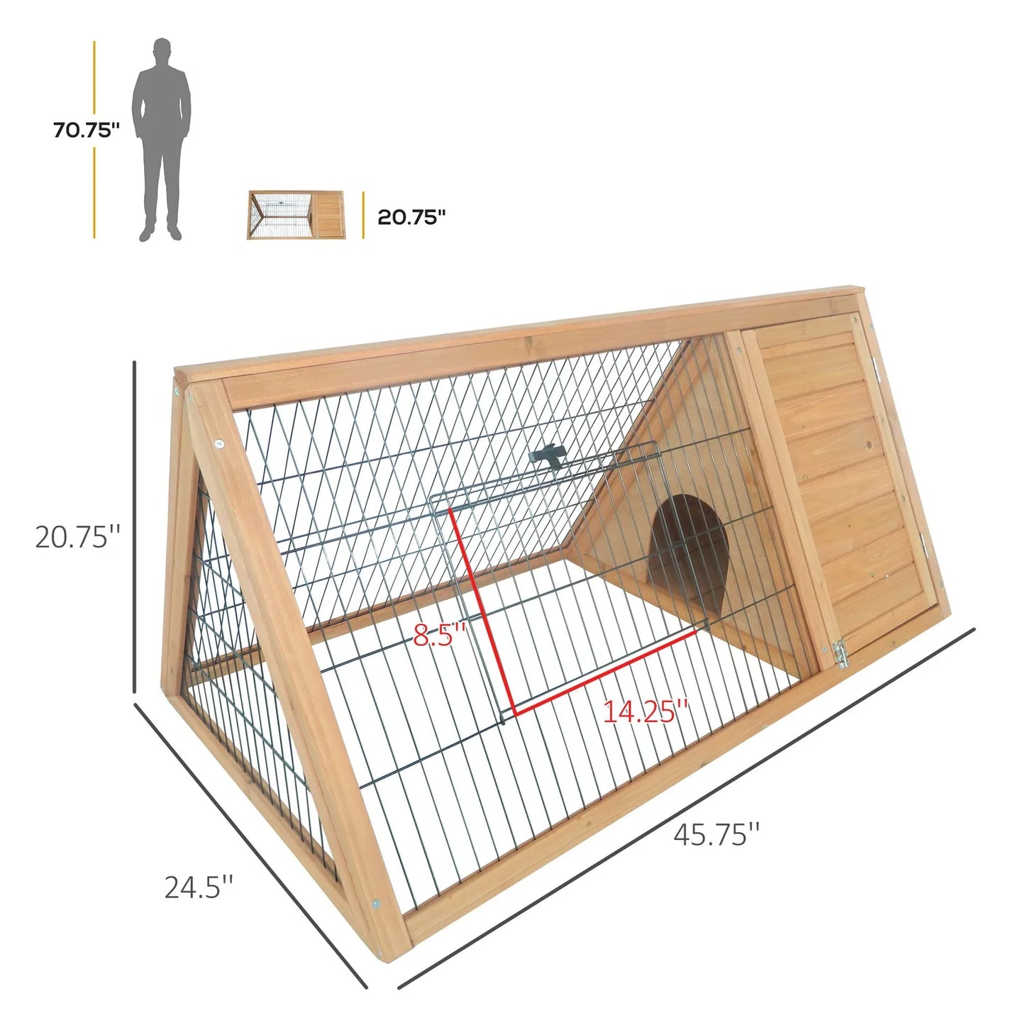 Rabbit Hutch Outdoor, Wooden Chicken Coop with Run, Brown