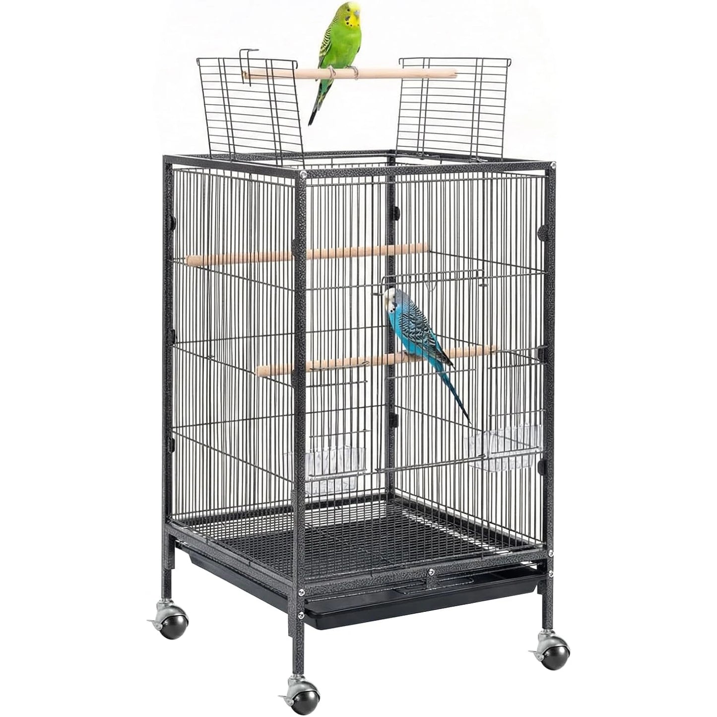 Heavy Duty Metal Bird Cage with Play Top and Rolling Stand,Spacious Flight Cage for Parakeets, Canaries, Lovebirds Easy Assembly