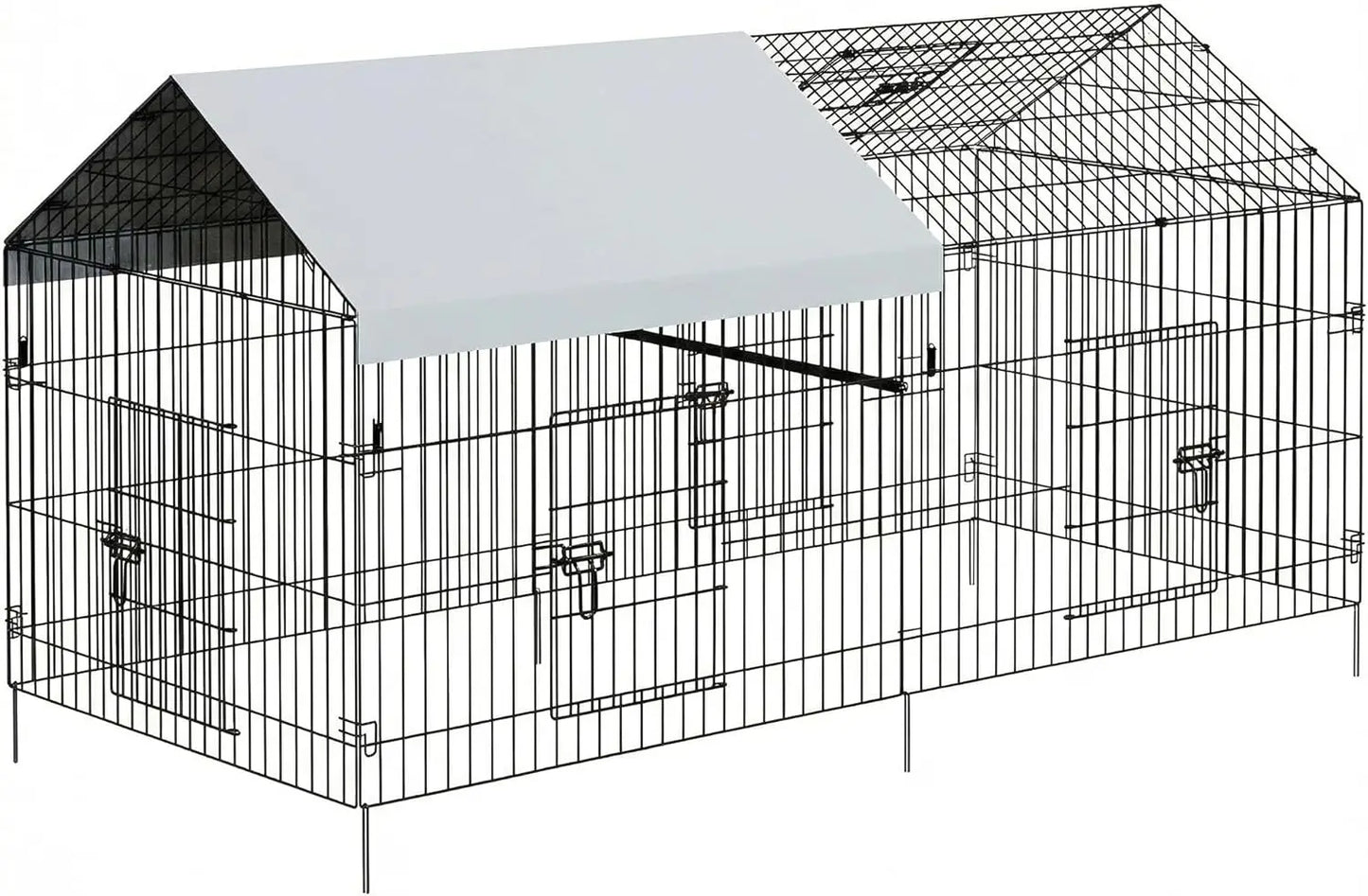 Large Metal Chicken Coop with Run, Outdoor Poultry Cage for Backyard, Waterproof Cover Chicken House for Hens Ducks Rabbits