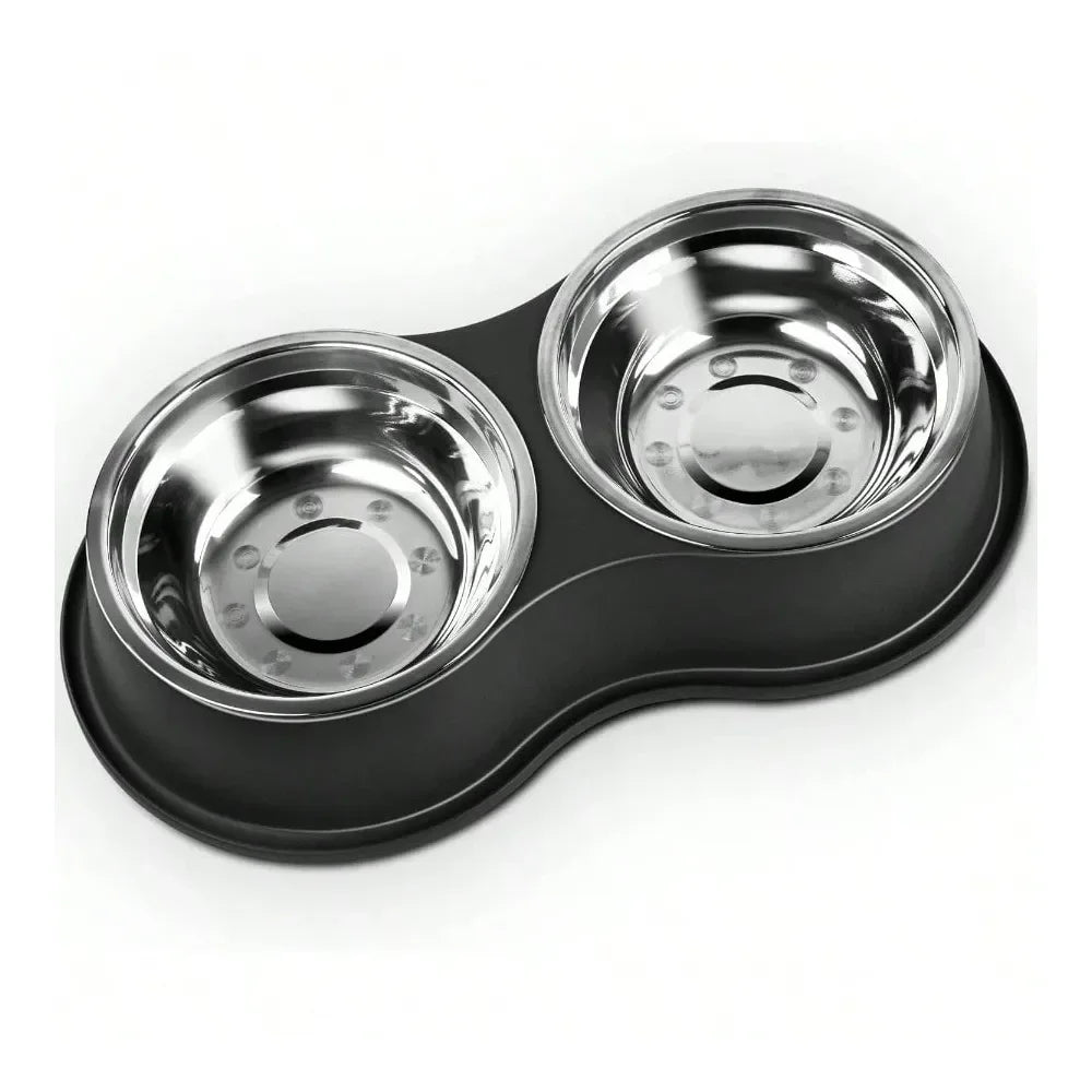 Dog Supplies Dogs Accessories Bowls Large Double Dog Water And Food Bowls Stainless Steel Bowls With NonSlip Resin Station Pet F