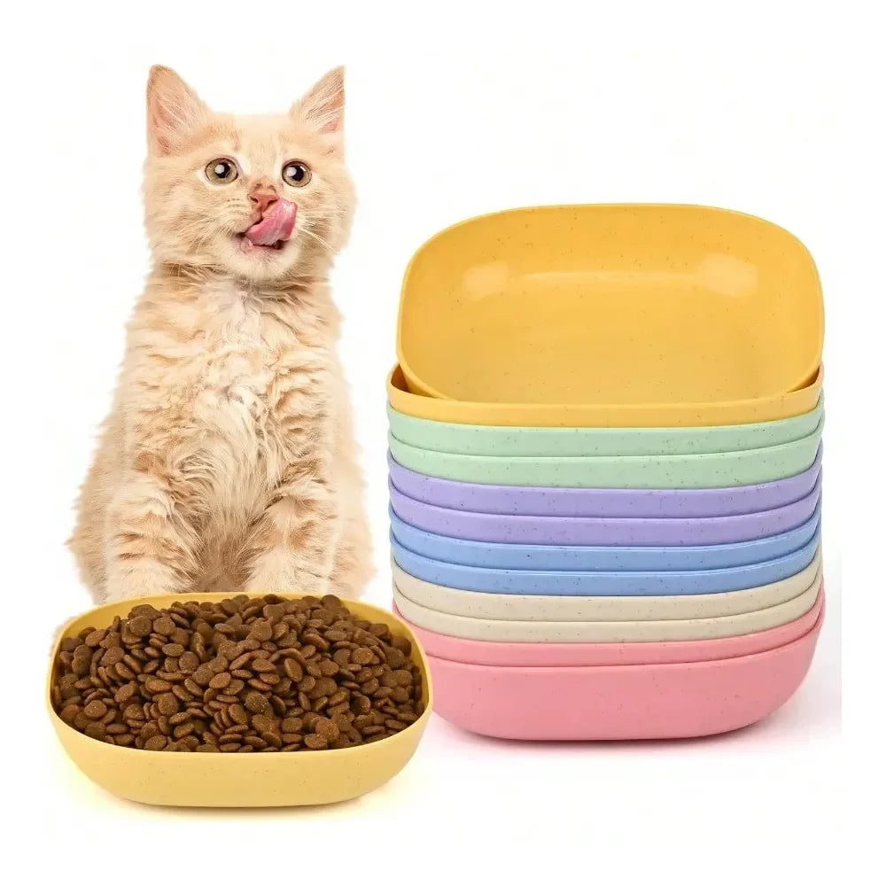 Dog Supplies Dogs Accessories Pack Cat Food Bowl 5.7 Inch Cat BowlsWhisker Fatigue Pet Dish For Kitten And Small Dogs Multi Squa