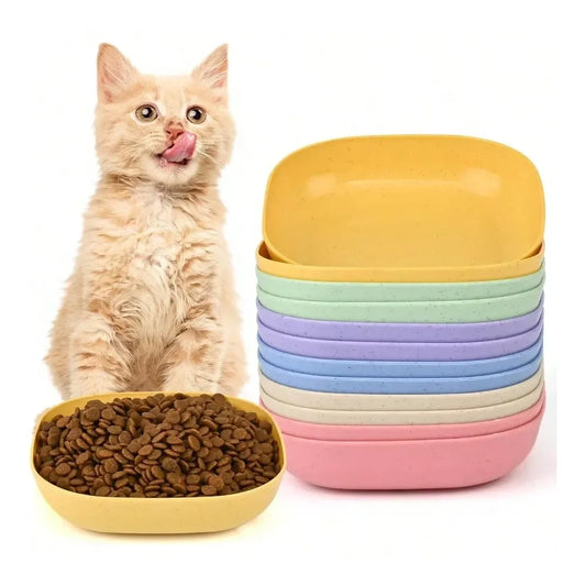 Dog Supplies Dogs Accessories Pack Cat Food Bowl 5.7 Inch Cat BowlsWhisker Fatigue Pet Dish For Kitten And Small Dogs Multi Squa