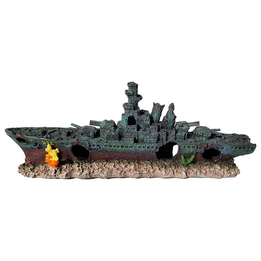 Aquarium Resin Sunken Pirate Ship Multifunction Creative Warship Wreckage Wear Resist Shipwreck Decorations for Fish Rest