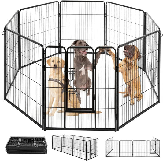 Dog Playpen | 40 Inch, 8 Panels | Heavy Duty Metal Pet Exercise Pen | Indoor Outdoor Fence Panels | Rust-Resistant, Removable