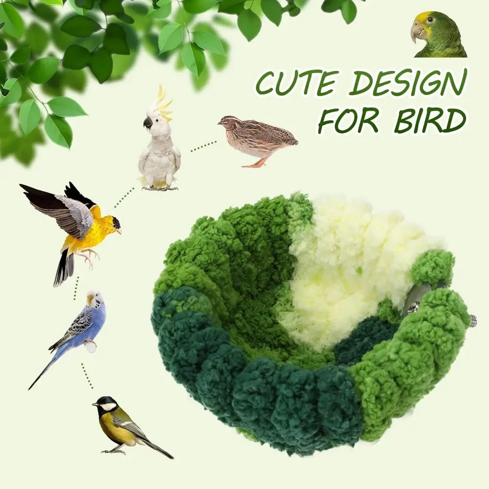 Bird Nest for Cage,Plush Hanging Bird Bed for Parakeet,Breeding Bird House for Conure,Budgie,Cockatiel,Lovebird,Canary,Hamster