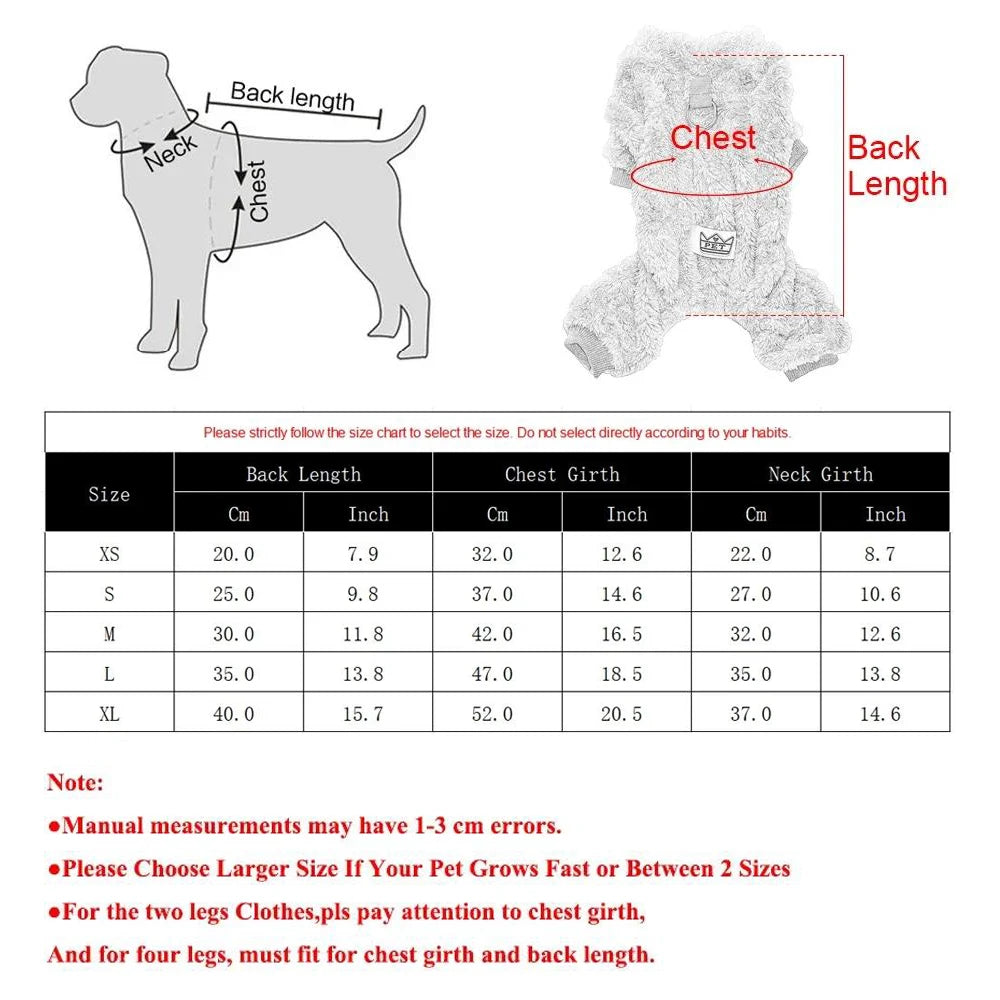 Warm Pet Clothes Winter Soft Solid Puppy Jumpsuits For Small Medium Dogs Cats With D-ring Pullover Overall Chihuahua Costume