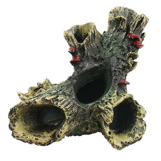 Fish Tank Escape Hole Multifunction Artificial Landscape Ornament Non-toxic Aquarium Hollow Log Decor for Fish Tank Decor