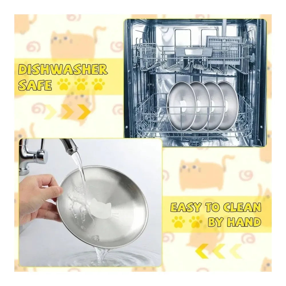 Dog Supplies Dogs Accessories Pieces Stainless Steel Whisker Friendly Bowl Shallow Food Dish 6. Inch Wet Feeding Bowls Flat Pet