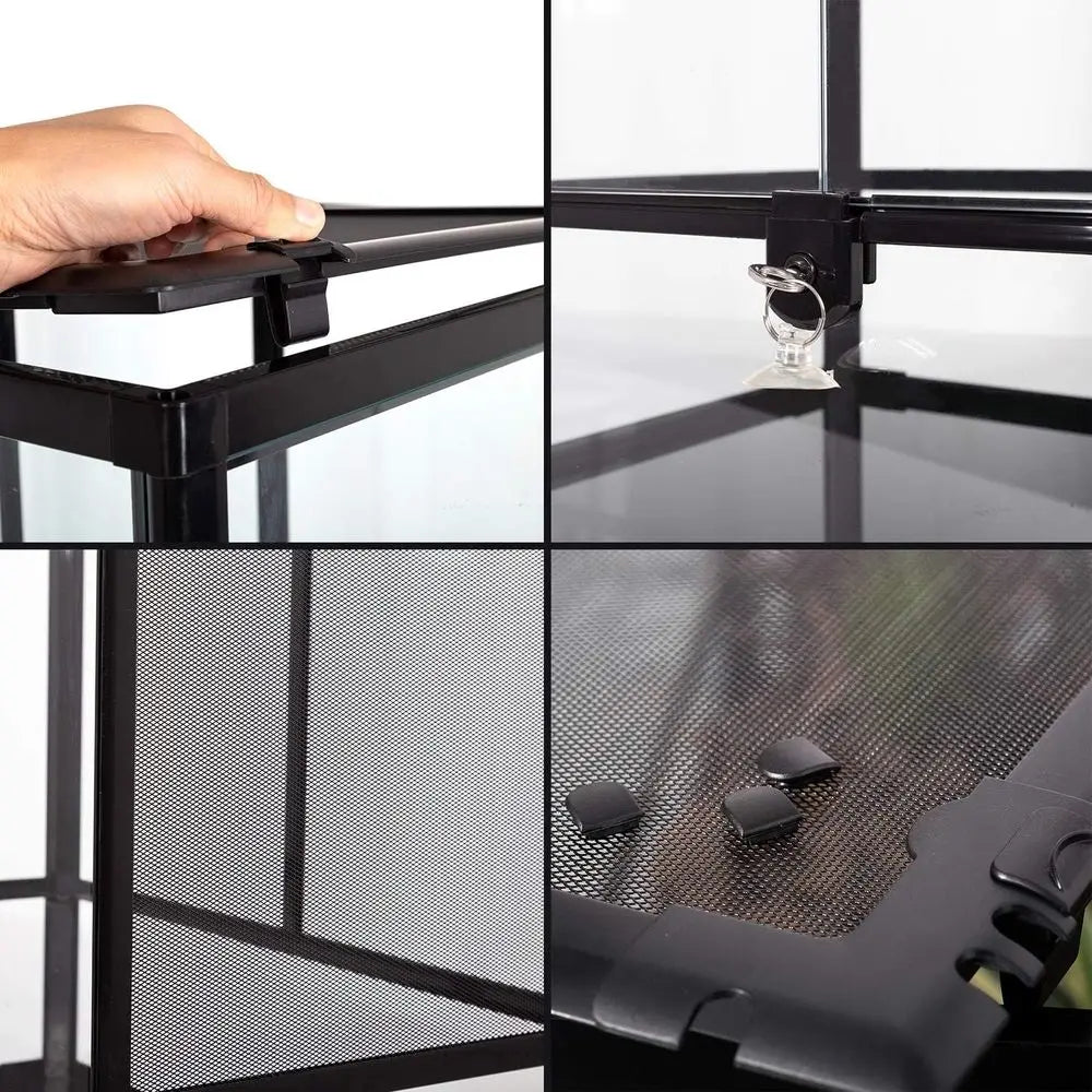 67 Gallon Tall Glass Reptile Terrarium with Double Hinged Door and Screen Ventilation for Rainforest Habitat