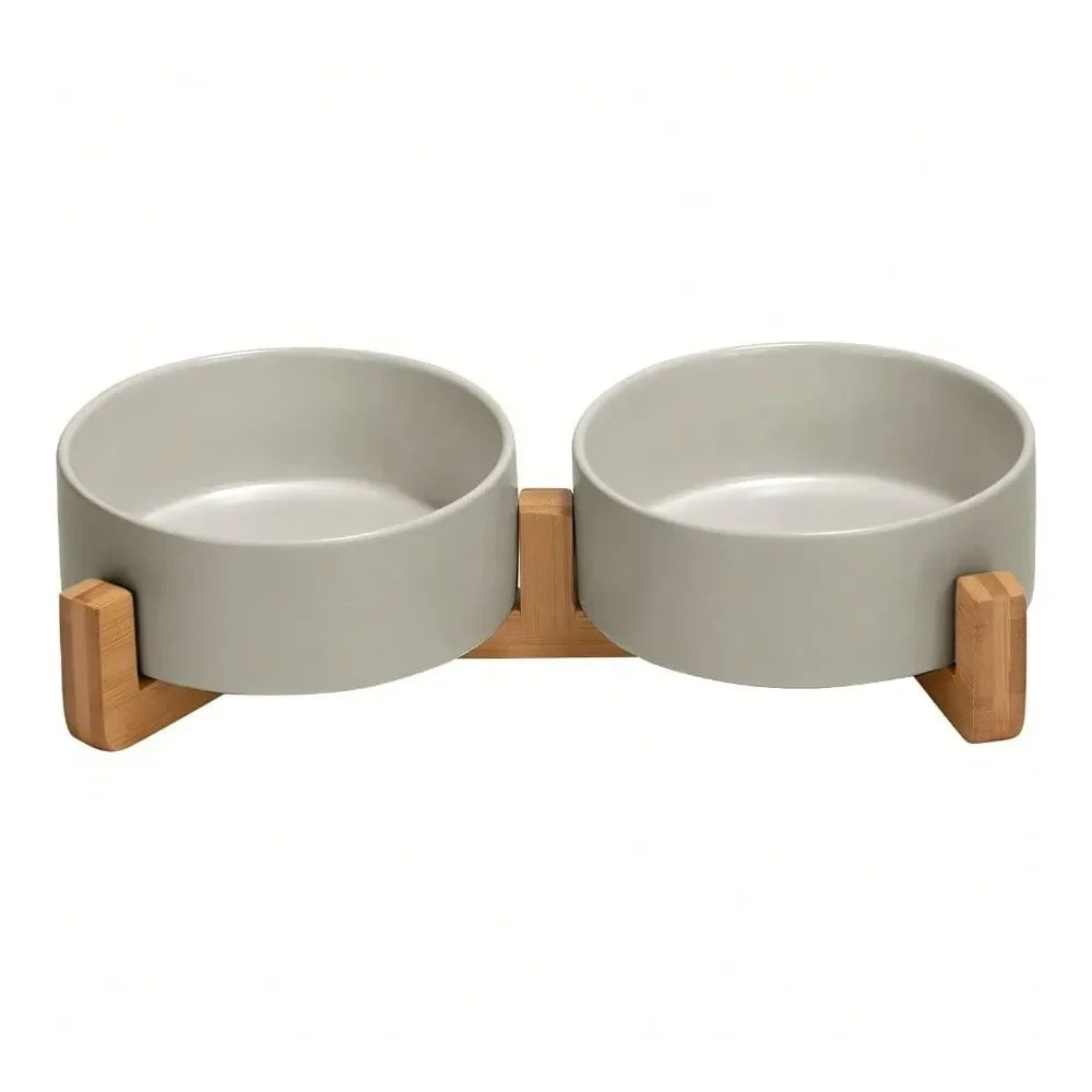 Dog Supplies Dogs Accessories Dog And Cat Bowl With Wood Stand NonSlip Matte Glaze Weighted Food Water Set For Cats AndSmall Dog