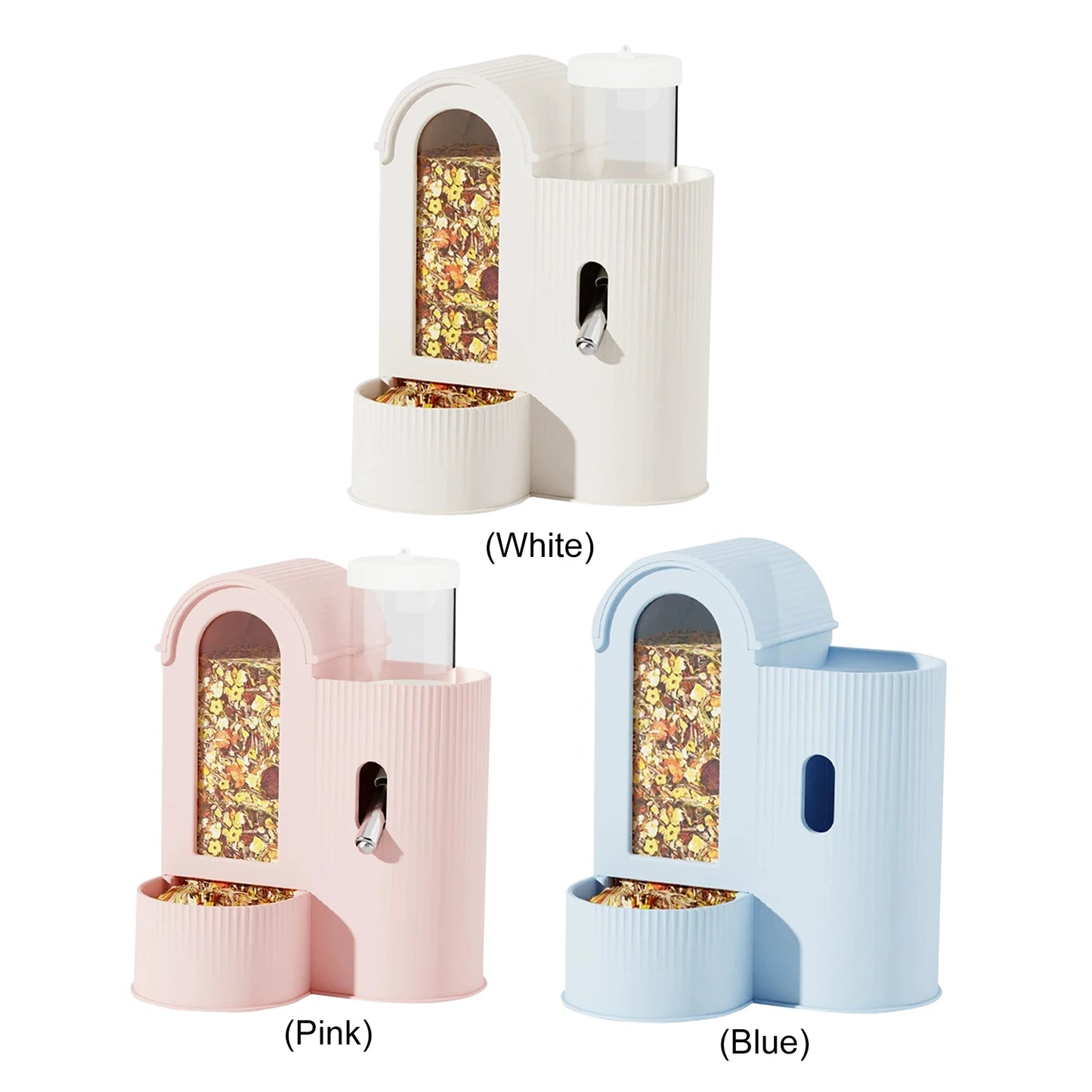 2-in-1 Automatic Food Bowl Large Capacity Hamster Feeder And Waterer Automatic Hamster Feeder No Drip for Hamster Guinea Pig Rat