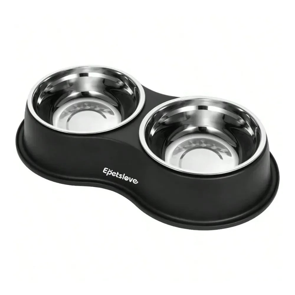 Dog Supplies Dogs Accessories Bowls Double Dog Water And Food Bowl Stainless Steel Bowl With NonSlip Resin Station Pet Feeder Bo