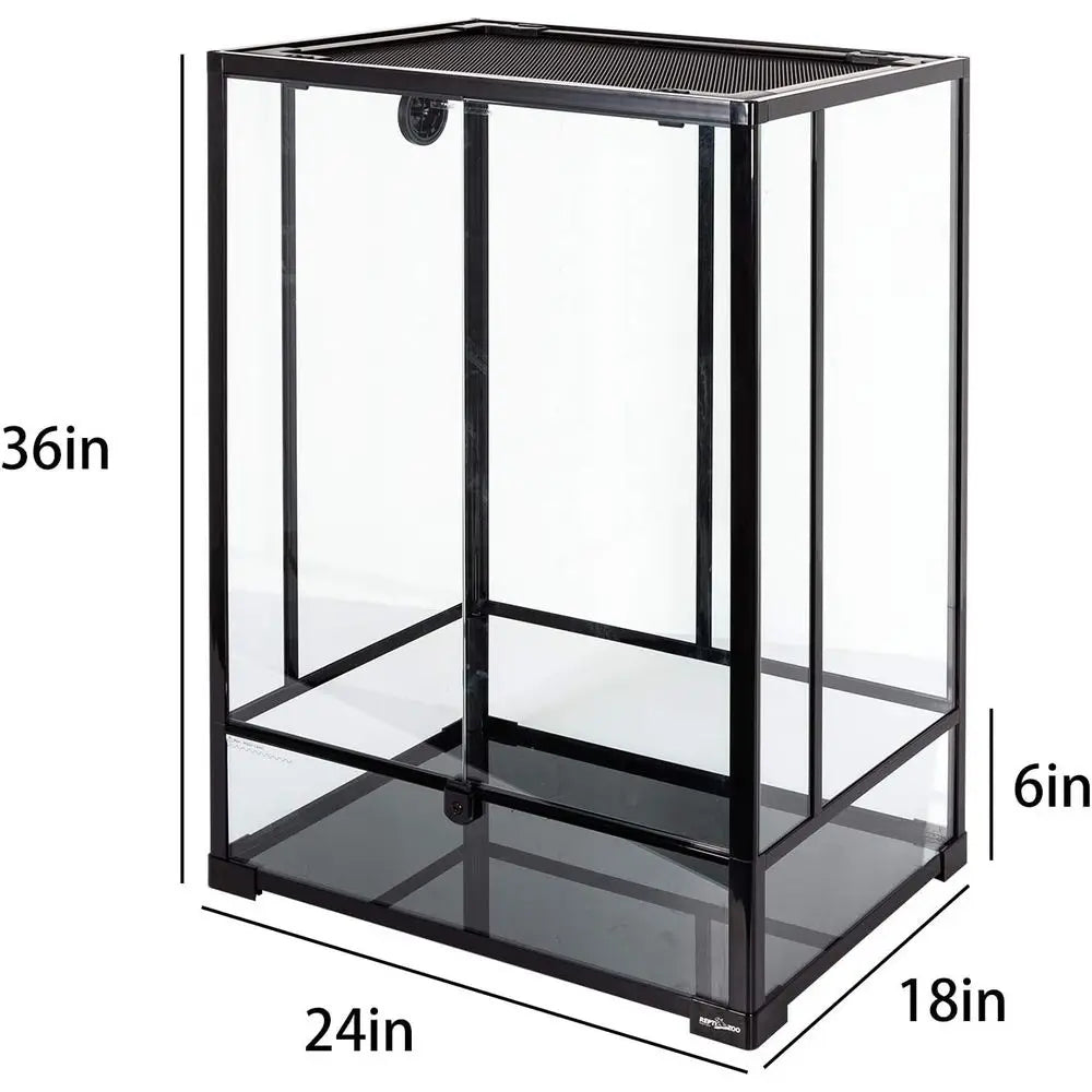 67 Gallon Tall Glass Reptile Terrarium with Double Hinged Door and Screen Ventilation for Rainforest Habitat