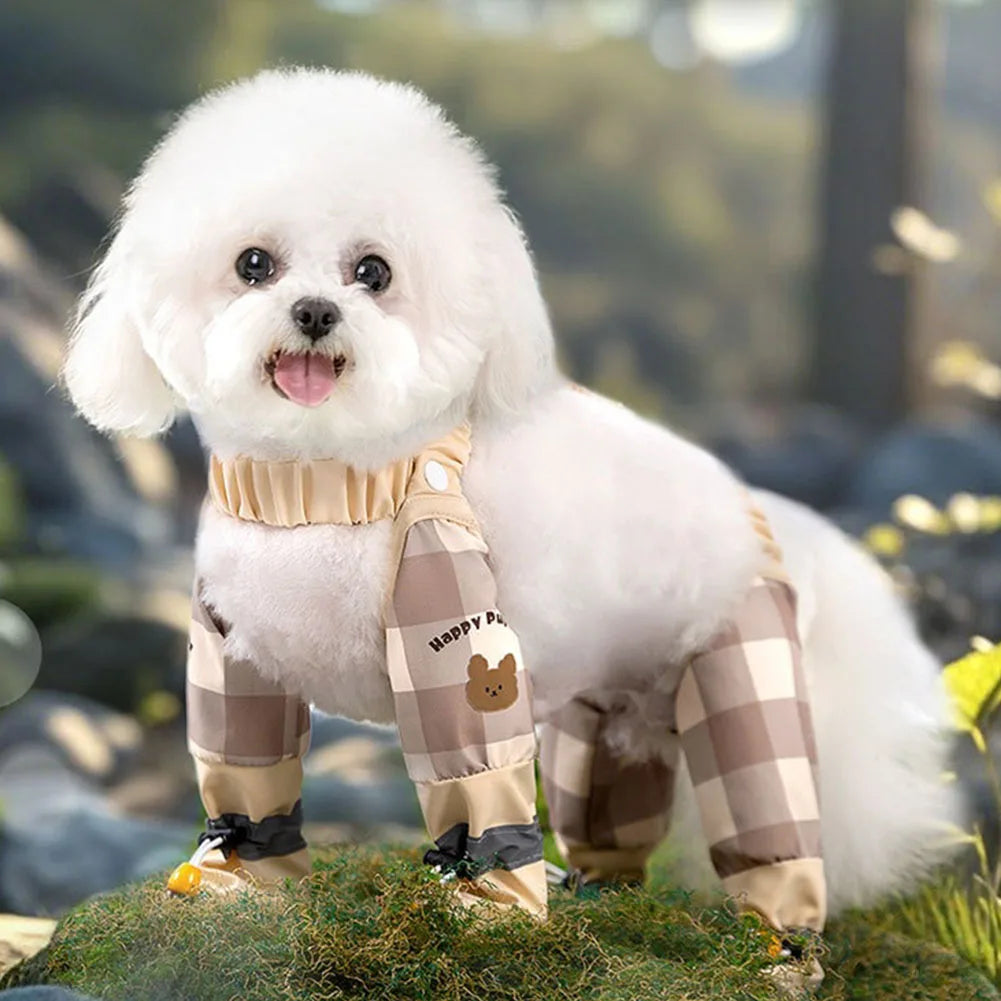 Anti-Slip Dog Paw Protector Shoes with Suspender Anti-Slip Stain Resistant Pets Dustproof Pants for Puppy Small Dogs