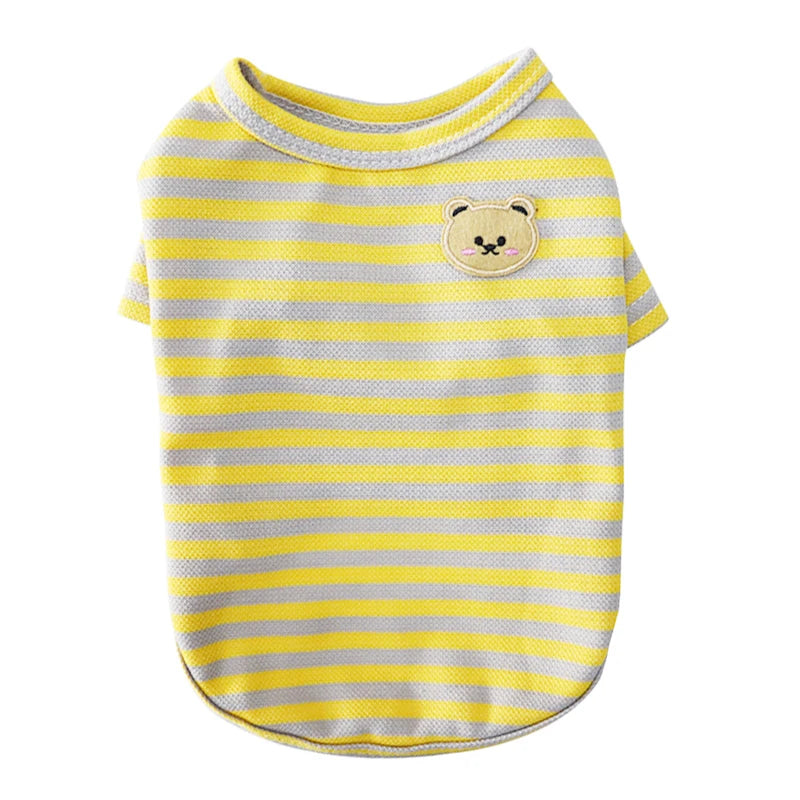 Summer Pet Clothes Bear Print Stripe T-Shirt French Bulldog Bichon Vests Luxury Dog Clothing Cat Thin shirts Dog Costume