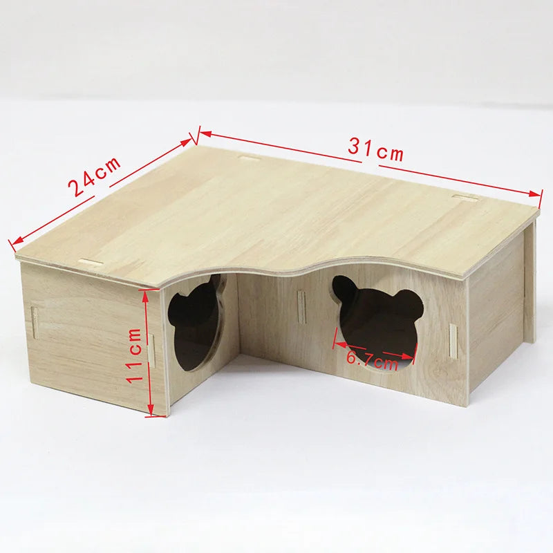 Hamster Toys Wooden Furniture Hamster Cages Wooden Running Wheels Villas Swings Wooden Nests Bite Resistant Small Houses