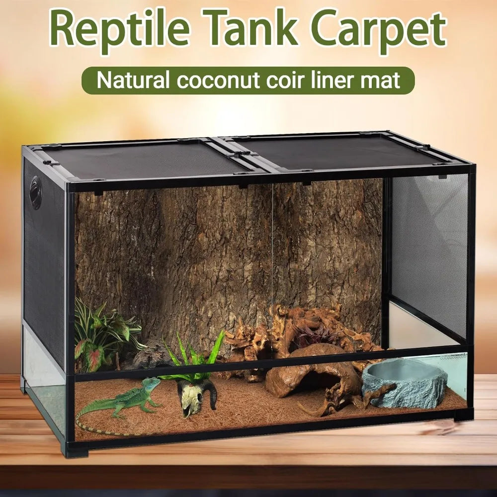 10 Pcs Natural Coconut Fiber Reptile Carpet, 12x12 inch Terrarium Liner Mat for Bearded Dragon, Lizard, Snake, Turtle, Gecko Substrate Bedding