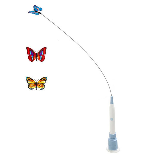 Electric Butterfly Toy with Suction Cup Flutter Bug Cat Toys Spinning Butterfly Cat Toy Wand for Indoor Cats