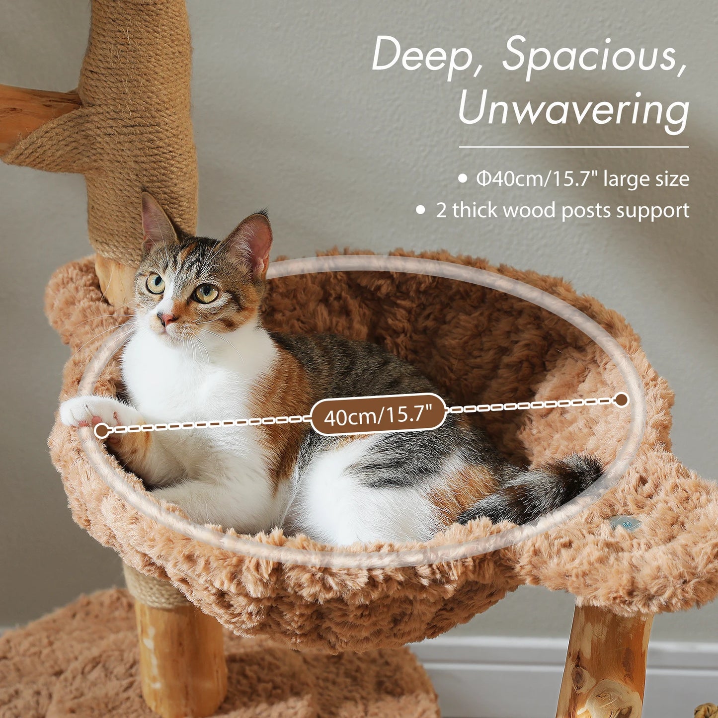 Large Cat Tree Tower with Sisal Scratching Post Wicker Basket Bed Flower Cat Condo Indoor Modern Cat Furniture Cat Accessories