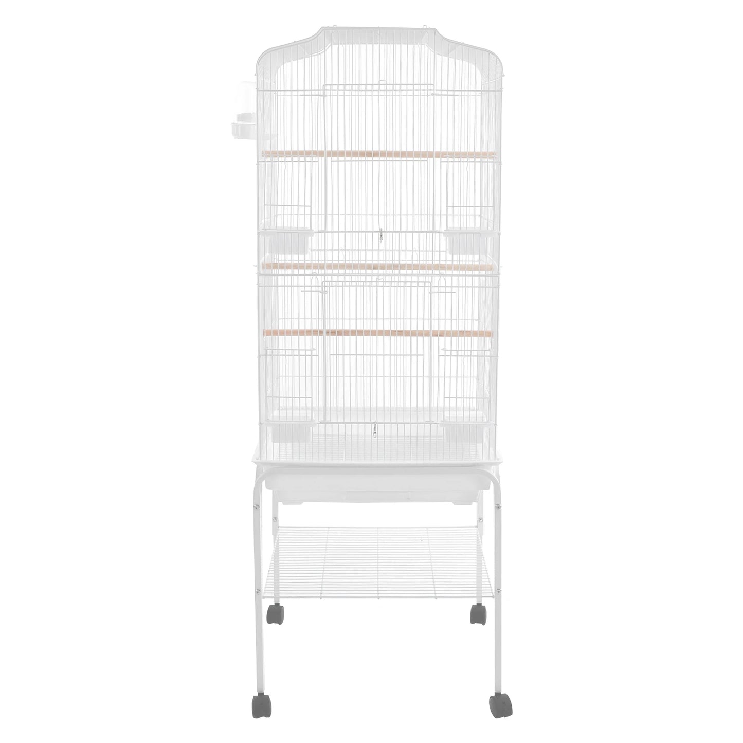 Large White Bird Cage with Wheels - 4 Casters (2 Brakes) Rectangular Parrot Breeding Cage Freestanding Iron Electrostatic Sprayi