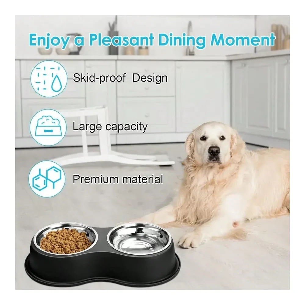 Dog Supplies Dogs Accessories Bowls Large Double Dog Water And Food Bowls Stainless Steel Bowls With NonSlip Resin Station Pet F
