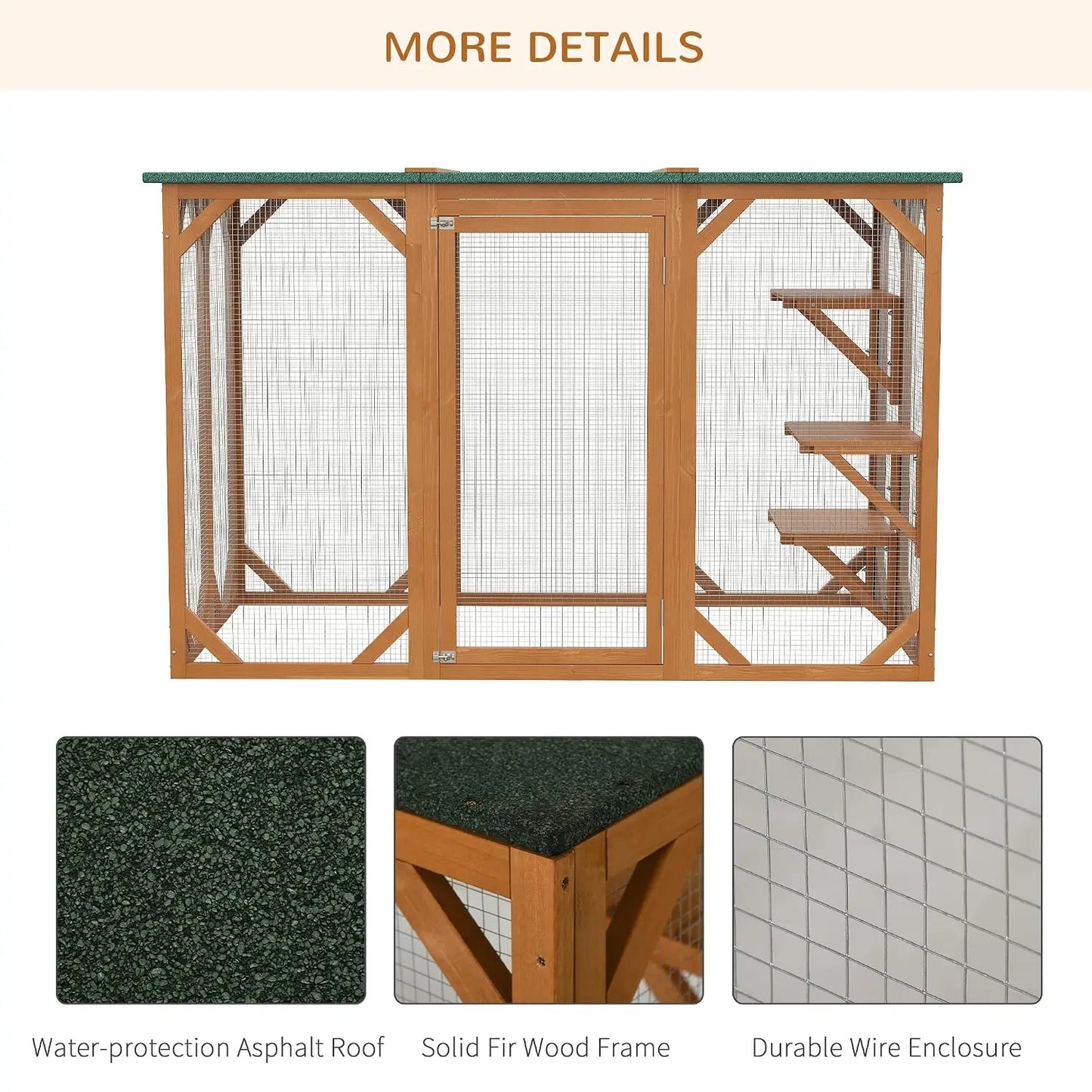 Outdoor Cat House, Catio Wooden Feral Cat Shelter, Cat Cage with Platforms, Large Enter Door, Weather Protection, Custom