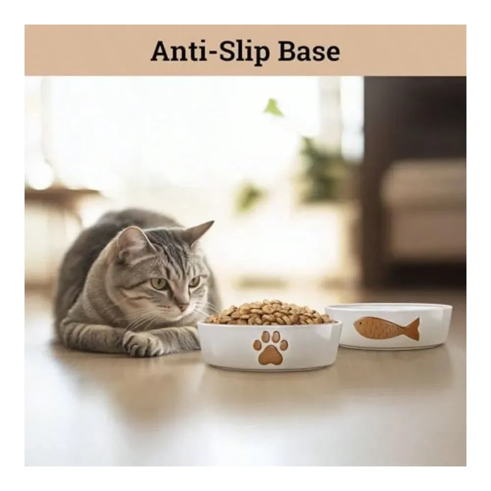 Dog Supplies Dogs Accessories Cat Bowls Whisker Friendly Ceramic Cat Bowl Set Of 2 Cute Designs With AntiSlip Bases Dishwasher A