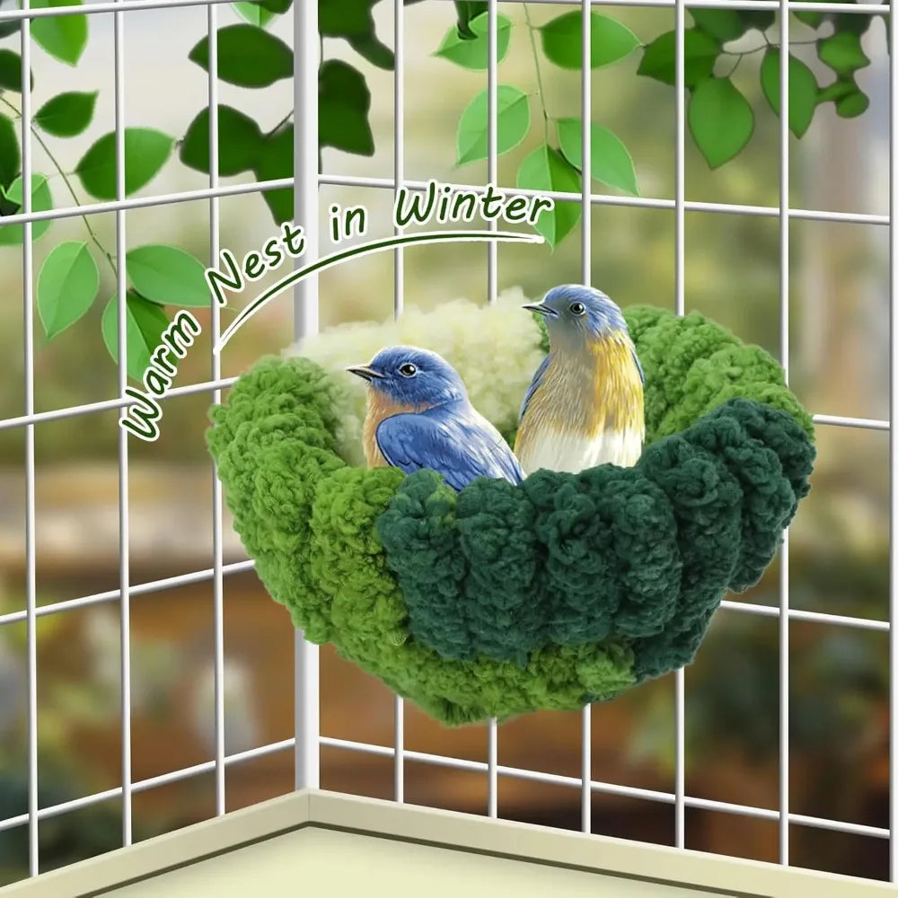 Bird Nest for Cage,Plush Hanging Bird Bed for Parakeet,Breeding Bird House for Conure,Budgie,Cockatiel,Lovebird,Canary,Hamster