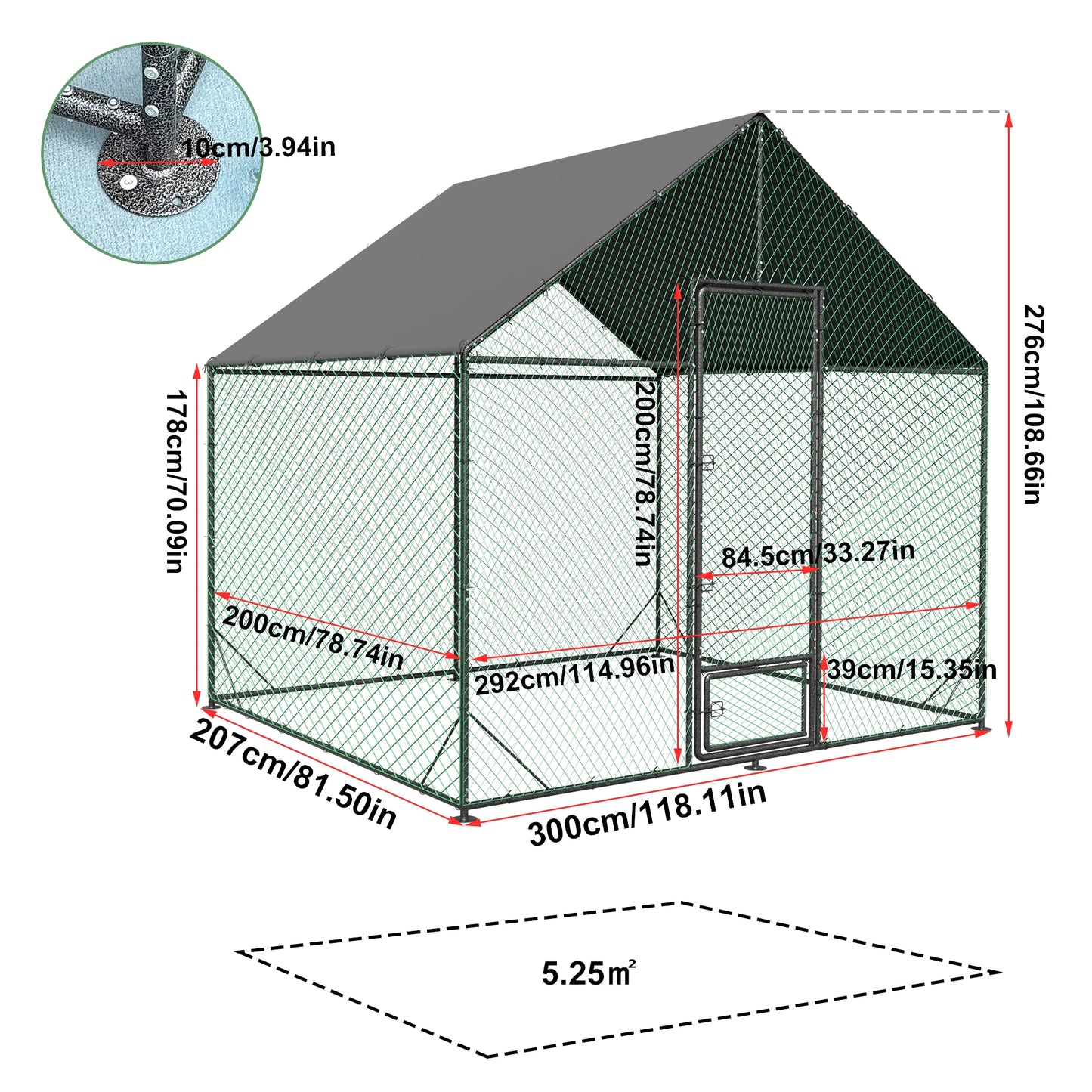 Large Outdoor Upgrade Metal Chicken Coop Walk-in Poultry Run Pen Cage Pet Duck Hen House with Nylon Netting and Cover for Yards