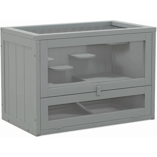 2Level Hamster Cage Mice and Rat House Small Animal Habitat for Guinea Pigs Chinchillas with Openable Top Front Door Shelf and