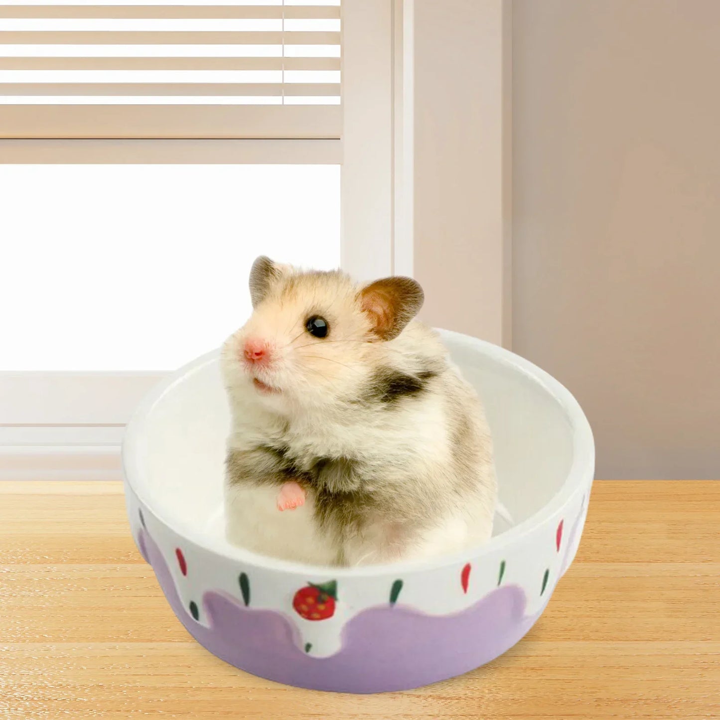 Ceramic Hamster Food Bowl Easy to Clean Portable Small Pets Feeding Dish Rabbit Feeding Bowl for Dwarf Rat Ferret Hamster Gerbil