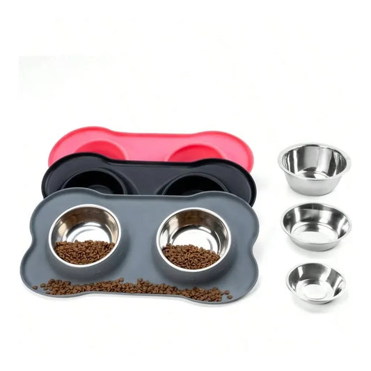 Dog Supplies Dogs Accessories Bowls With Silicone Feeding, No Spill Food Dish Set, Dishwasher , 2 Stainless Steel Puppy Bowls, S
