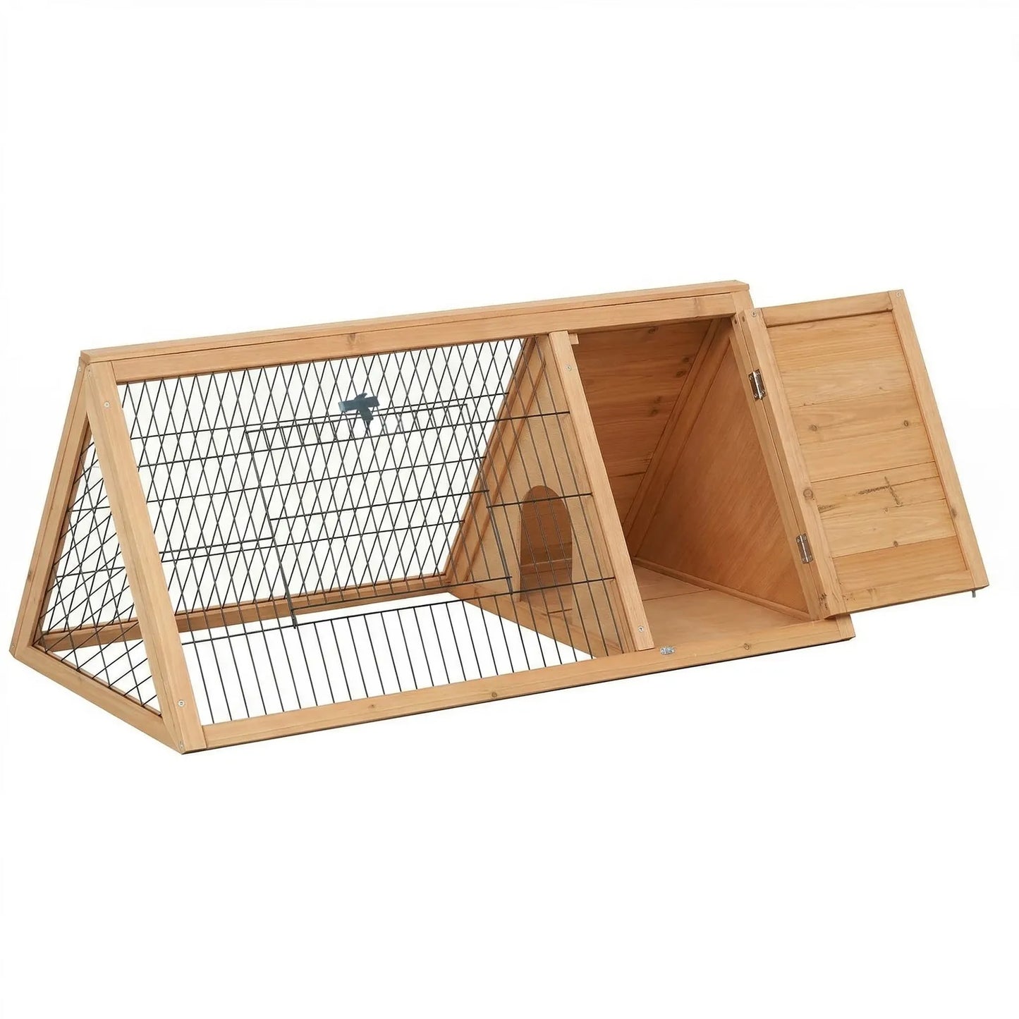 Rabbit Hutch Outdoor, Wooden Chicken Coop with Run, Brown