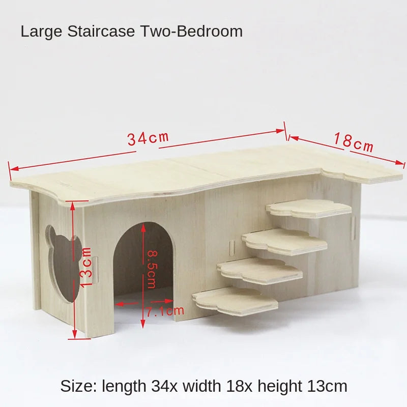 Hamster Toys Wooden Furniture Hamster Cages Wooden Running Wheels Villas Swings Wooden Nests Bite Resistant Small Houses