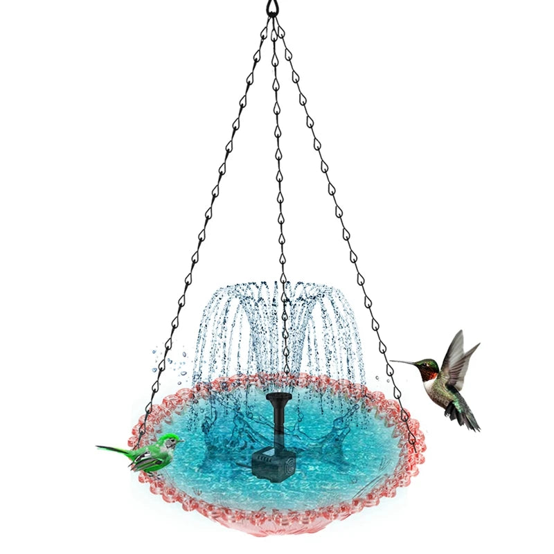 Pet Bird Outdoor Solar Fountain‌ - Floating Hanging Bird Bath with Blue Design Solar-Powered & Eco-Friendly